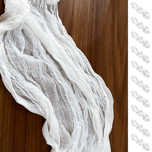 Bright White Cheesecloth Table Runners - 10 Pack, 120 Inch Length, 10ft