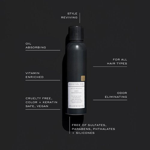Kristin Ess Hair Dry Styling Set - Vitamin C Dry Shampoo Powder & Light Hold Texturizing Spray - Volumizing, Oil Absorbing, Shine Enhancing for Dark, Brunette & Blonde Hair - Sulfate Free