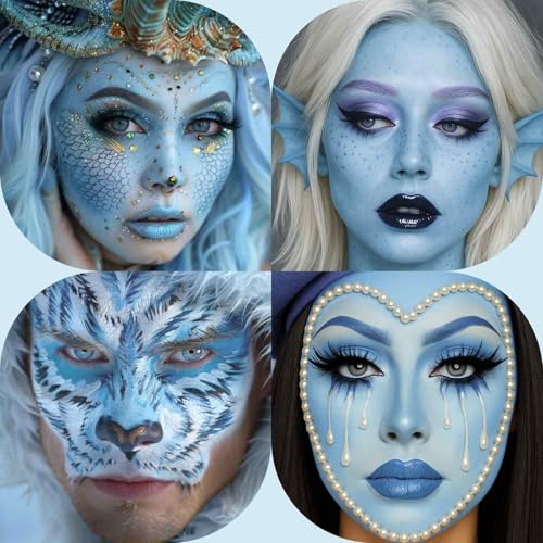 Light Blue Face & Body Paint Kit - Water-Based Halloween SFX Makeup & Cosplay