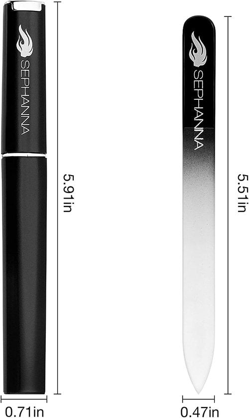 Skiennix Premium Crystal Glass Nail File - Double-Sided for Natural & Acrylic Nails | Portable Case Included (Black, Blue & Pink)