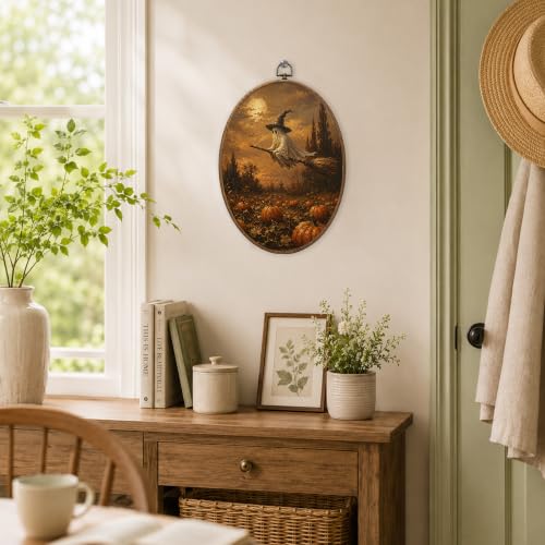 Halloween Witch and Ghost Canvas Wall Art - Fall Home Decor - Variation of Color-13