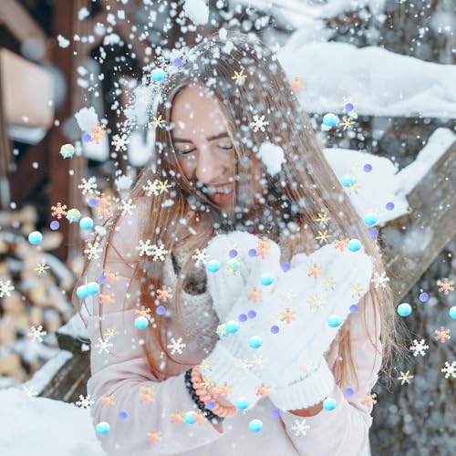 Snowflake Confetti - 1500pcs Silver Laser Snowflakes for Winter Wedding Birthday Party