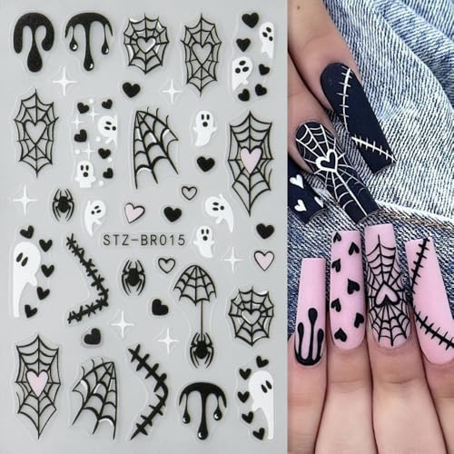 Halloween Nail Stickers 3D Spider Web Ghost Heart Sticker Set - Style 7