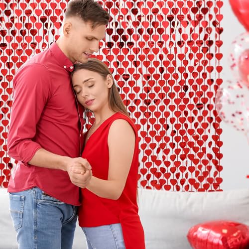 Red Heart Foil Fringe Curtains - Valentine's Day Party Decorations - 2 Pack