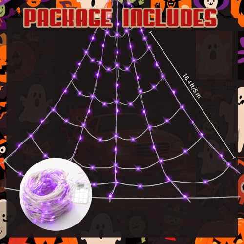 8 FT Giant Inflatable Halloween Spider with Red Web Lights - Outdoor Yard Decor