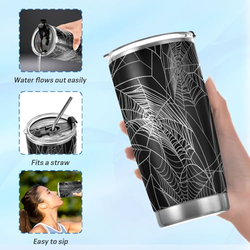 Halloween Spider Web Insulated Coffee Tumbler with Straw - 20oz - Multi-008