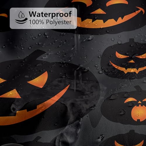 Halloween Shower Curtain Evil Pumpkin Bathroom Decor 72x72in Black