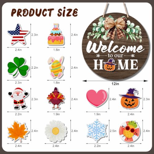 Interchangeable Welcome Sign for Front Door with Seasonal Accessories - Taupe Brown