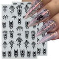 Halloween Spider Nail Stickers Rhinestone Spider Web Self-Adhesive 3D Nail Art Decals - Black Spider Web Variation
