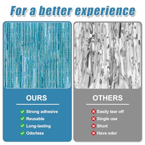 Crosize 8 Pack Laser Blue Foil Party Streamers Backdrop - 3.3x9.9 ft - Variation of THIS listing