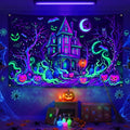 Glow in The Dark Halloween Banner Backdrop for Neon Party Decorations