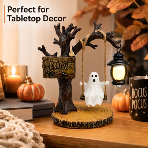 Halloween Hanging Ghost Decoration with Lantern and Boo Sign - Style 129