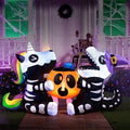 6FT Halloween Inflatable Skeleton Unicorn & Dinosaur Yard Decor with LED Lights