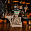 Ivory Skeleton Candy Bowl and Candle Holder with Glowing Eyes - Halloween Decor