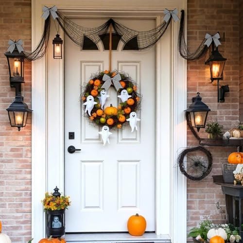 Black White Stripe Bow Decorations - 12 Pack Halloween & Holiday Ornaments for Christmas Tree Wreath Wall Home Decor