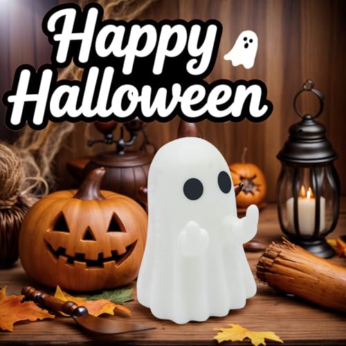 Halloween Ghost Figurine Set - Spooky Cute Indoor Decorations, 2 Pack Black & White