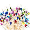 Halloween Skull Cocktail Picks - 100 Pcs Bright Color Skeleton Party Toothpicks