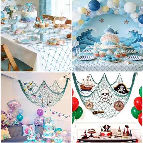 X-Large 10x5 Feet Aqua Fish Net for Party & Home Decor - 2 Pack