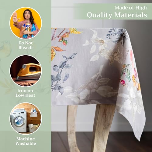 Maison d'Hermine Grey Equinoxe Tablecloth - 70x120 Inches, Reusable Cotton