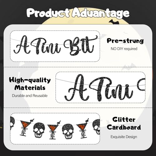 Halloween Birthday Banner with Skull & Cocktail Design - Spooky Party Decorations