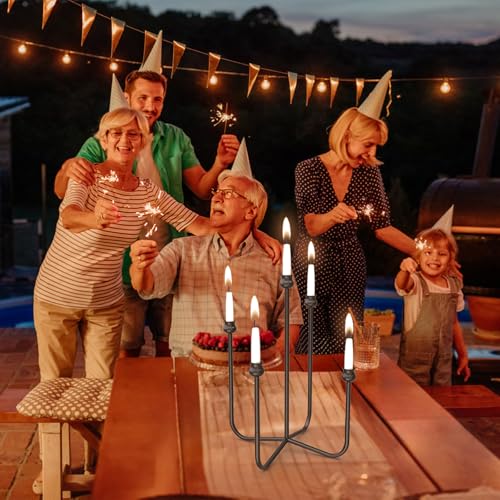 16-Inch 5-Arm Metal Taper Candle Holder Set - Stable Candle Display