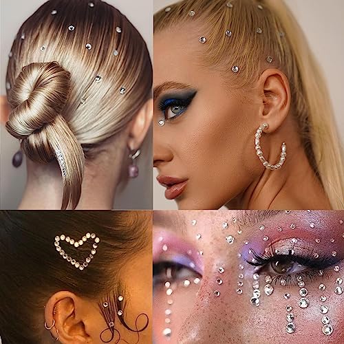 NOOEPC 660Pcs Face Gems Self-Adhesive Rhinestones for Face & Body - Clear Variation