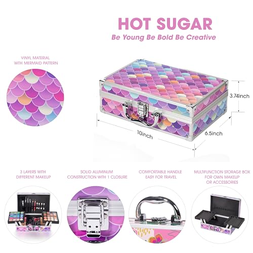 Mermaid Makeup Kit with Train Case - 40-Piece Cosmetic Set for Teens & Women
