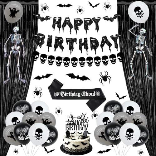 Black Skeleton Balloons & Bat Spiders Halloween Party Decorations - Holkcog