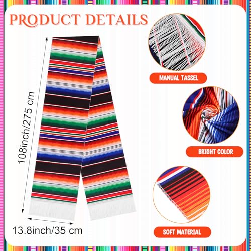 Newwiee 108 Pcs Mexican Party Decorations Set - Colorful Table Runner & Chair Sashes