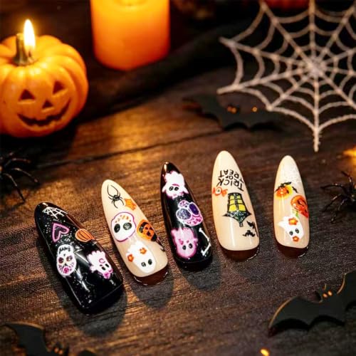 Halloween Nail Art Stickers Kit with Precision Tweezer - 30 Sheets