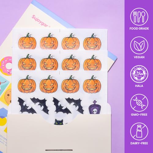 72PCS Edible Halloween Cupcake Toppers Wafer Paper Cake Decorations