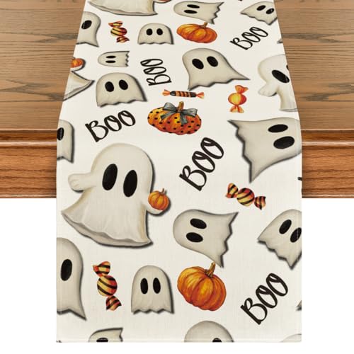 Halloween 13x72 Inch Table Runner - Beige Polyester Home Party Decor