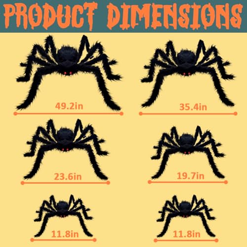6-Pack Large Fake Spiders Halloween Yard Indoor Outdoor Decor Set