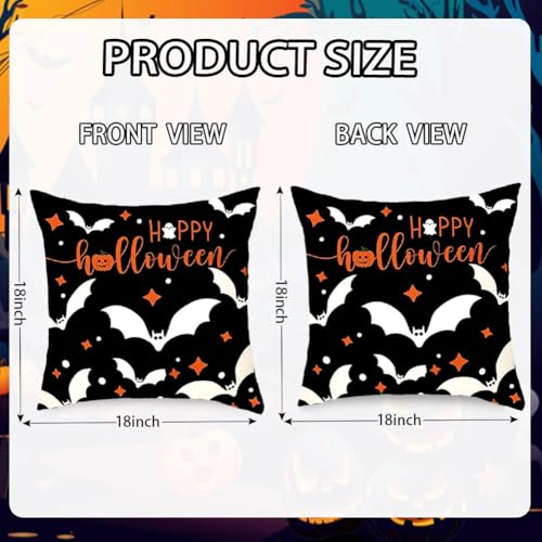 Halloween Pillow Covers 18x18 Set of 2 - Black & White Ghost Decor, Double-Sided HD Print