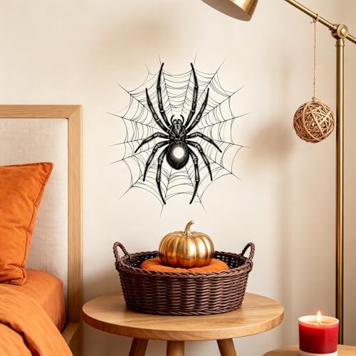 Halloween Window Cling Spider Web Decorations - Style12, Spooky Black Stickers for Glass, Walls, Home & Office