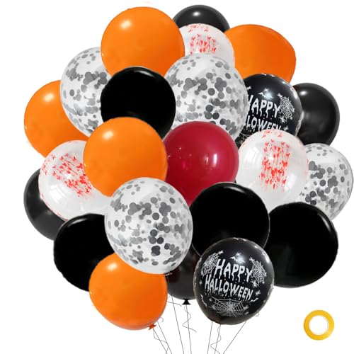 Halloween Balloons Set with Spider Web & Splatter Designs - 30PCS Party Decor