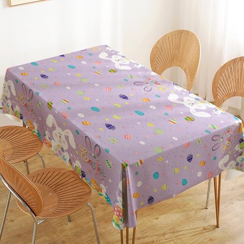 Easter Bunny Plastic Disposable Tablecloth - 54 x 108 Inch, 2 Pack, Spring Holiday Decor