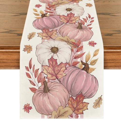 Pink 13x72 Inch Fall Table Runner Polyester Home Decor Party Gift