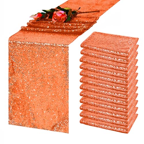 Orange Sequin Table Runners - Set of 12, 12x108 Inches, Fall & Holiday Decor - Variation of THIS listing 12
