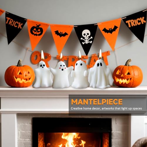 Halloween Ghost Scented Candles Set - 4 Tea Light Decorative Candles