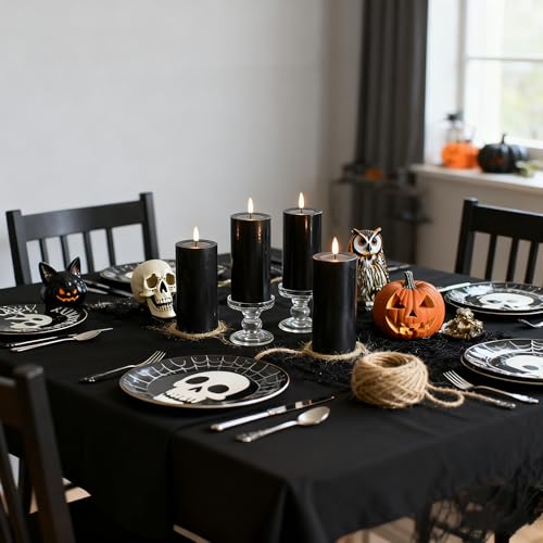 Black Real Wax Flameless Candles with Remote Control - 4 Pack, Halloween Decor