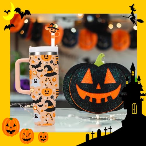 Halloween Ghost Silicone Straw Cover Cap for 30oz/40oz Stanley Tumbler - Bat Variation