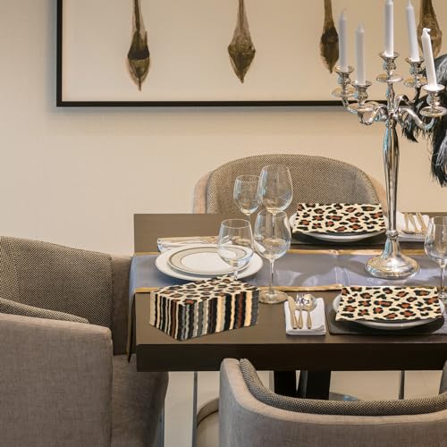 Disposable Leopard Print Guest Napkins - Dark Brown, 100 Pcs - Party Tableware