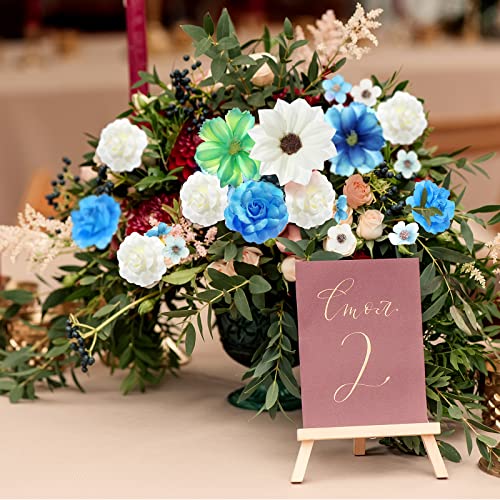 Mini Fake Flowers Bulk Blue Series - 217 Pcs Silk Floral Decorations