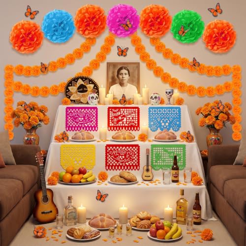 124-Piece Día de los Muertos Decorations Ofrenda Set - Day of the Dead Festive Decor