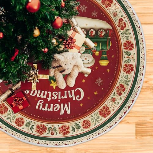 Christmas Tree Skirt Decoration - Small Mini Snowman 35.4 Inch Holiday Home Decor