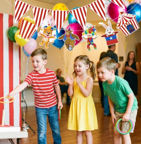 Circus Theme Party Decorations Set Banner Backdrop Supplies - 18 Pcs