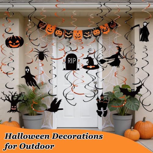 Halloween Hanging Streamers Set - 36 PCS Indoor Outdoor Ghost Pumpkin Witch Decor
