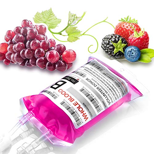 Blood Bag Drink Dispenser Set with Pump, Labels & Clips - Halloween Party Props, 50 Pack