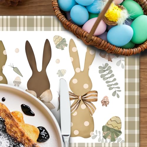 Brown Easter Paper Placemats - 50 Sheets, 16 x 11 Inch Spring Table Mats